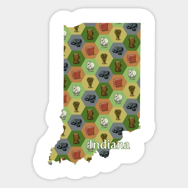 Indiana State Map Board Games Sticker by adamkenney